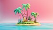 3D render mini island illustration 16K cute landscape aspect ratio 2:1