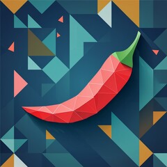 Wall Mural - An abstract logo featuring a red chili composed of geometric shapes