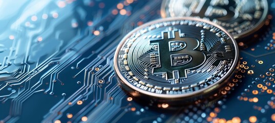 Leinwandbilder - Bitcoin. Generative AI technology.	
