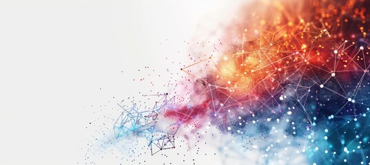 Abstract polygonal network technology background. Generative AI technology.	
