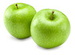 two green apples isolated on white background. clipping path