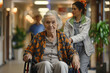 © Fabio - Senior woman arrives at a nursing home and is wheeled inside by a friendly orderly