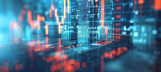Poster - Digital diagram chart display. Finance business economy market visualization. Generative AI technology.