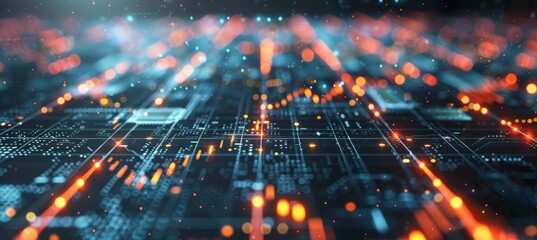 Poster - Digital index chart data. Finance business economy market visualization. Generative AI technology.