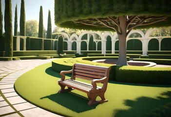 Wall Mural - bench in the garden