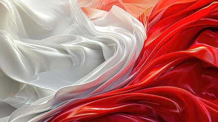 The abstract picture of the two colours of red and silver colours that has been created form of the waving shiny smooth satin fabric that curved and bend around this beauty abstract picture. AIGX01.