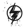 Spray painted graffiti Electric lightning flash, Lightning bolt in black over white. Drops of sprayed thunder bolt symbol. isolated on white background. vector illustration
