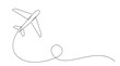 Airplane One line drawing isolated on white background