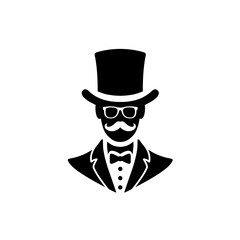 Wall Mural - suit male wear top hat  sunglasses mustache boss