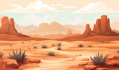 Wall Mural - desert vector simple 3d smooth cut and paste white isolated illustration