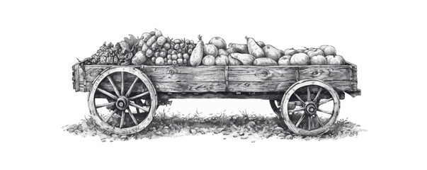 Wall Mural - Farm cart hand drawn sketch in doodle style illustration vector