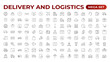 © artnazu - Delivery service icon set. Containing order tracking, delivery home, courier and cargo icons. Shipping Solid iconcollection. logistics web in line style. Courier, shipping, express delivery icon.
