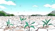 Drought Stricken Landscape with Wilting Crops Illustrating Climate Change Impacts on Water Scarcity and Agricultural Productivity
