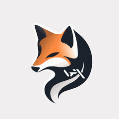 Wall Mural - fox logotype with wordmark logo with fox icon. illustration of a logo design element icon -