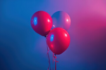 Wall Mural - Three vibrant balloons floating with a gradient background.