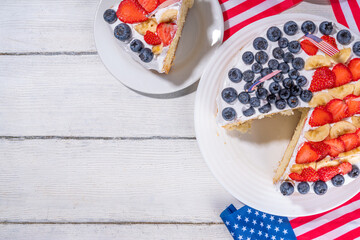  4th of July cake with flag and berries