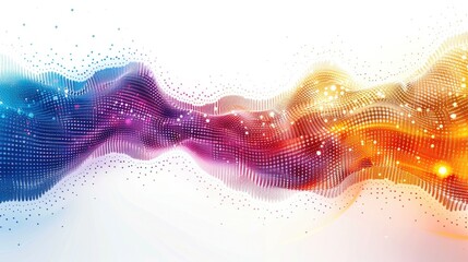 Leinwandbilder - Abstract vector illustration of data flow with binary code and colorful lines on a white background. Generative AI.