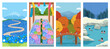 Beautiful hand drawn style landscape wallpaper set. Different seasons and scenery of Japan.