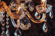 Close view inside an Italian chandelier, highlighting the play of light on its crystal components.