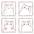 Cute square card with kitty in kawaii style. Lovely cats with different emotion. Inscription Meow meow. Can be used for t-shirt print, stickers, greeting card design. Vector illustration EPS8
