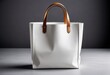 Presenting a modern white tote bag against a minimalistic grey background, exuding professionalism and style 