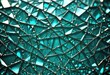 shattered glass patterns rendered in serene turquoise tones, capturing mesmerizing beauty