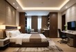 The interior bedroom features a designated area for work or study, blending comfort with functionality