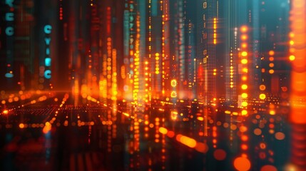 Binary code flowing in a digital cyberspace.