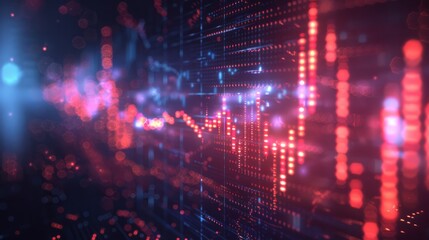 Binary code running down a screen in red and blue.
