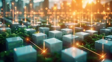 Leinwandbilder - The potential of blockchain in the sustainability and environmental sectors. Generative AI.