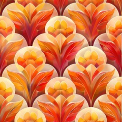 Wall Mural - Peach Fruit Inspired Seamless Tile Pattern