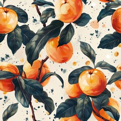 Wall Mural - Peach Fruit Inspired Seamless Tile Pattern