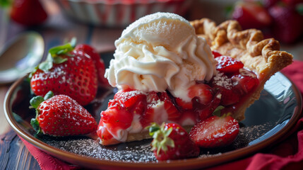 Canvas Print - ice cream with strawberry pie