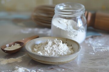 Natural baby powder alternatives, displayed with cornstarch and arrowroot