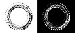 © Mykola Mazuryk - Modern abstract background. Halftone dots in circle form. Round logo. Vector dotted frame. Design element or icon. Black dots on a white background and white dots on the black side.