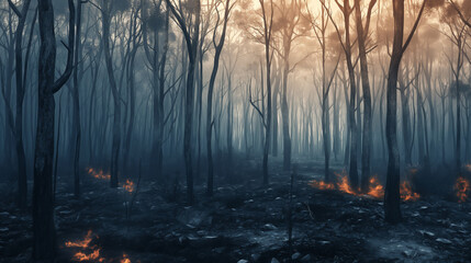 Wall Mural - Forest atmosphere after fire