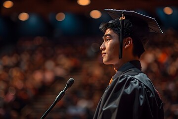 Wall Mural - Shining Moment of a Valedictorian's Triumphant Speech on Commencement Day:A Reflection of Years of Hard Work,Dedication and the Promise of a Bright