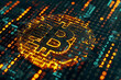 Vibrant Orange Bitcoin Circuitry Illustrating Energetic Crypto Transactions