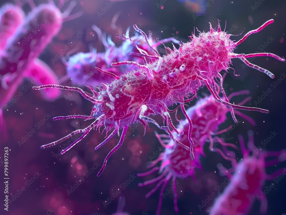High-definition microscopic image of Escherichia coli (E. coli ...