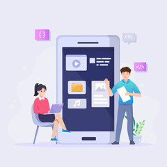 Wall Mural - ui / ux design, creating an application design.