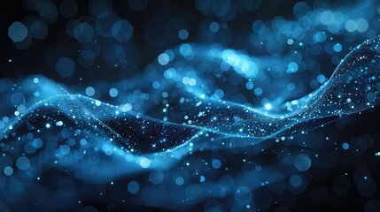 Abstract digital landscape of glowing binary code, tech cybersecurity concept.