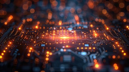 Abstract digital landscape of glowing binary code, tech cybersecurity concept.