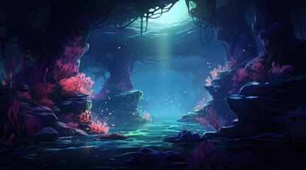 Wall Mural - Enchanted Underwater Forest Scene