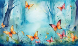 Fototapeta Kwiaty - Watercolor Butterflys