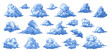 Cartoon Clouds Set. Cumulus cloud Cute and Playful Sky Elements Collection. Cloudy Vector Illustrations for Kids, Weather Apps, and Design Projects