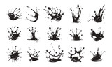 Fototapeta Pokój dzieciecy - Ink Drops and Splashes engraved Icons Vector Set on White Background. Black plash Etching Abstract Artistic Design Elements for Graphic Projects and Creativity