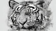 Siberian tiger (Panthera tigris tigris) shot in a very fast run Leopard, tiger, or cougar face cut out silhouette .generative ai 