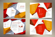 Set Tri-fold brochure design template polygonal tri-fold abstract dimensional 3d