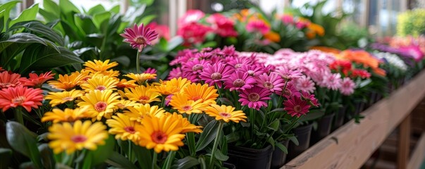 Wall Mural - Flowers for sale in garden centre, Augsburg, Bavaria, Germany