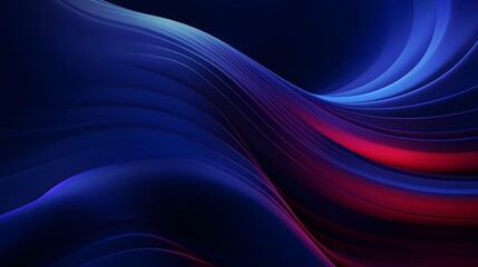 Wall Mural - 
3d render, abstract minimal neon background with glowing wavy line. Dark wall illuminated with led lamps. Blue futuristic wallpaper